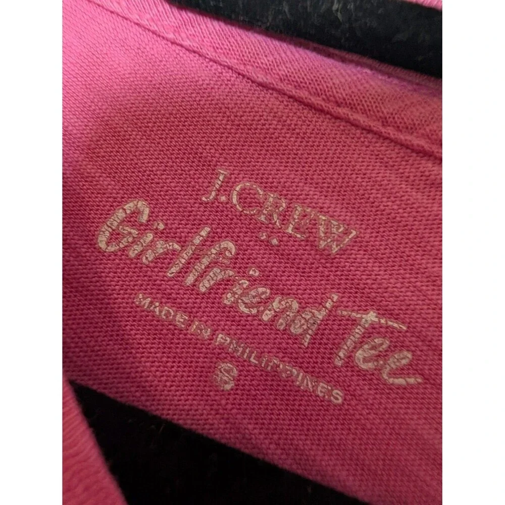 J.Crew Girlfriend Tee Pink Long Sleeve Crewneck 100% Cotton S Elevated Basics
